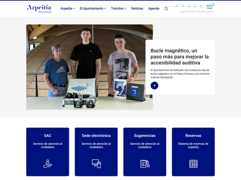 La nueva web del Ayuntamiento de Azpeitia, en marcha