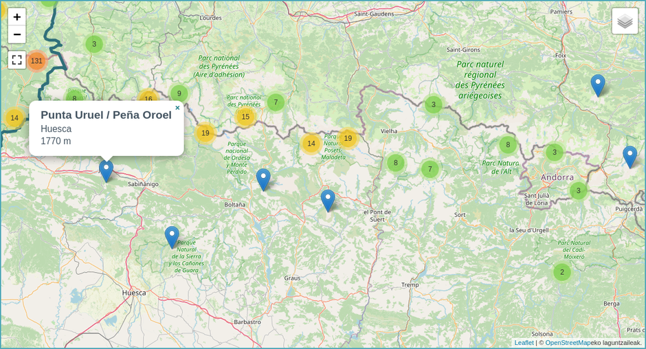 Pirinioetako eta Iberiar Penintsulako mendien katalogoa gehitu dugu MENDIAK Aplikaziora