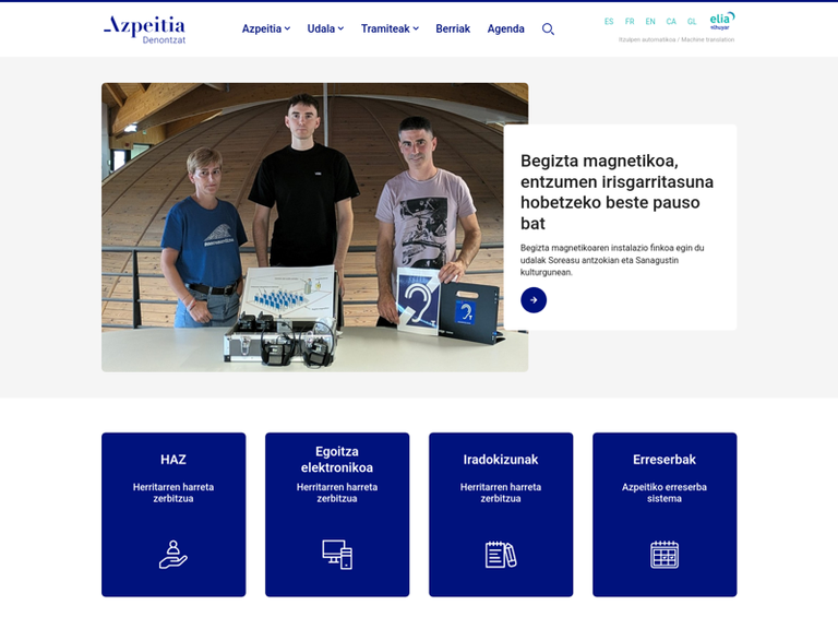 Azpeitiko Udalaren webgune berria, martxan